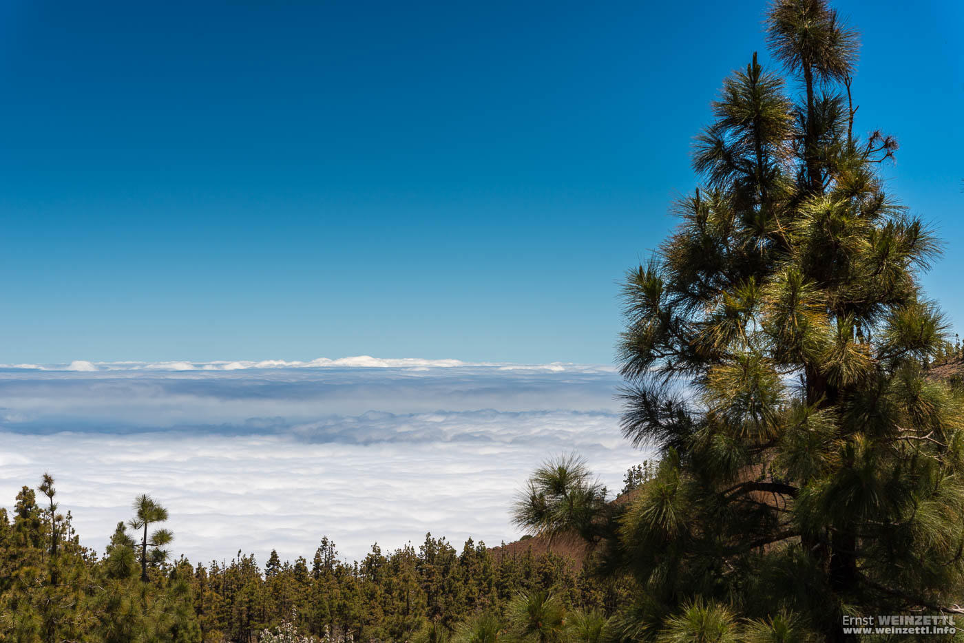 Wie ein weiter See liegen die Wolken unter uns.