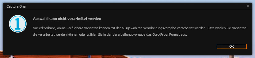 Capture One Bild Offline Error