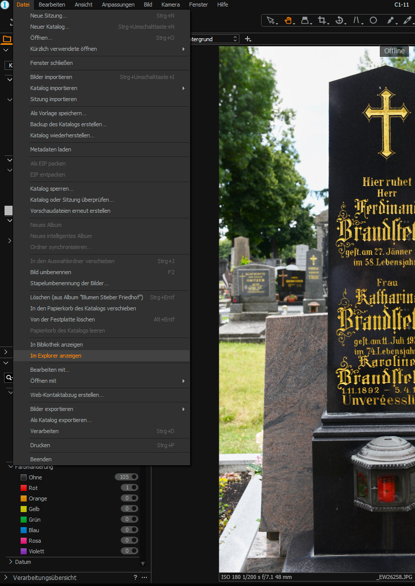 Capture One Bild Offline