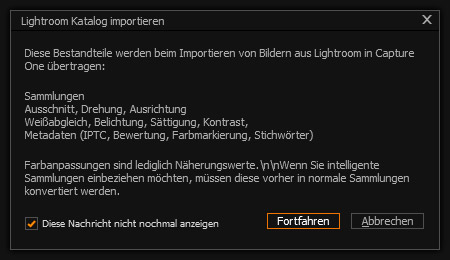 Capture One Ligthroom Katalog Importieren Hinweise