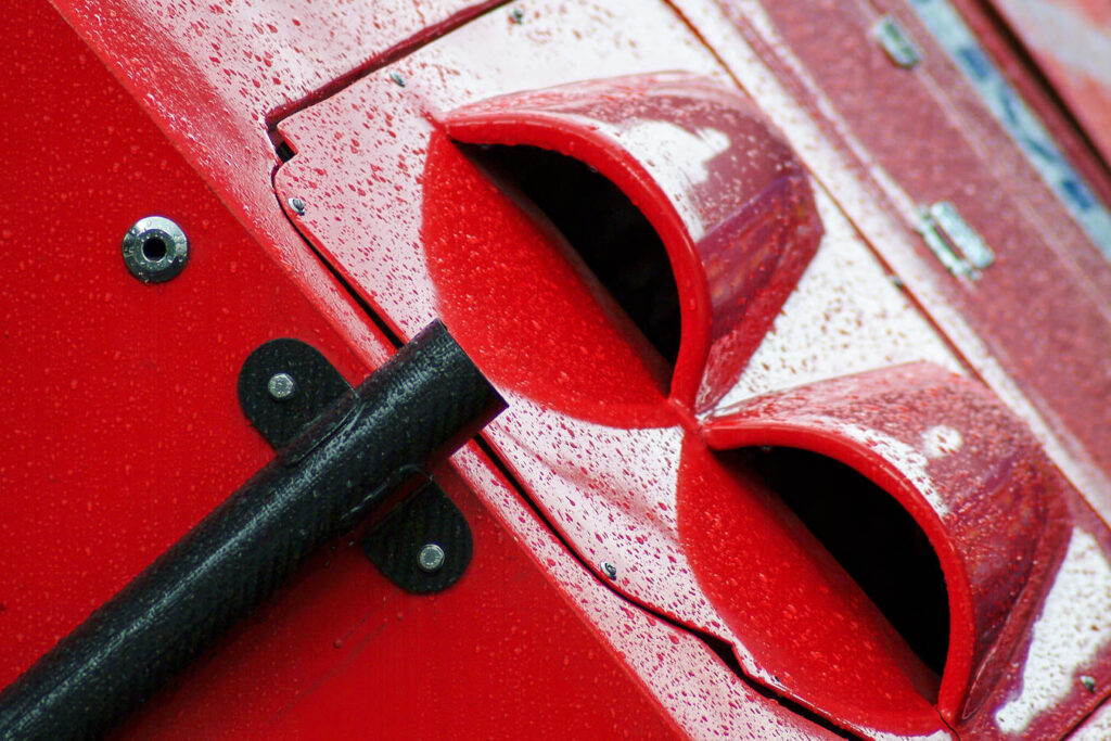 Detail vom Heck eines Rennbootes