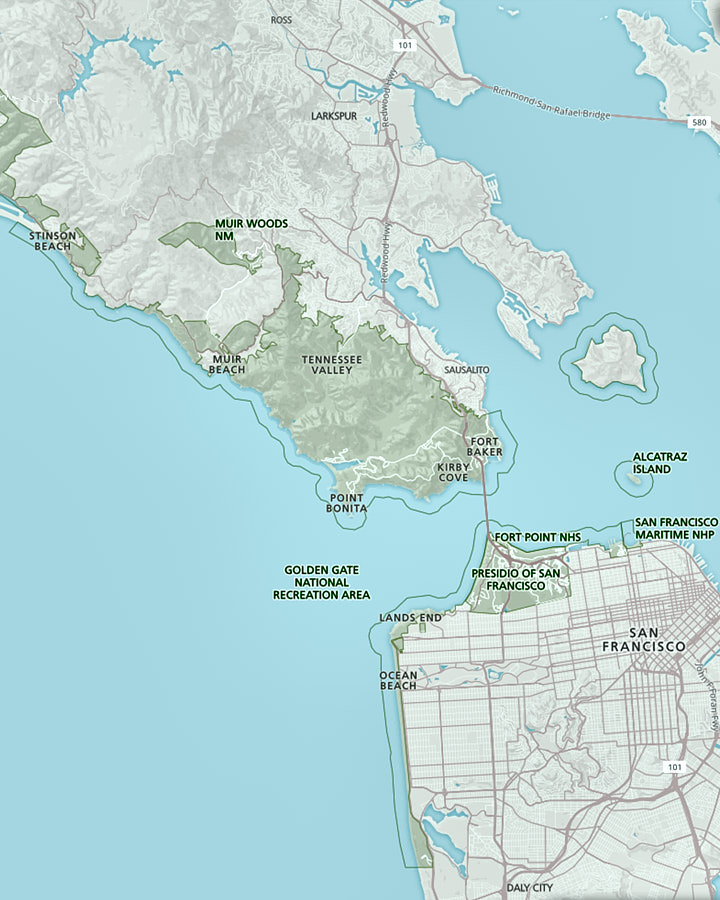 Map of Golden Gate National Recreation Aera