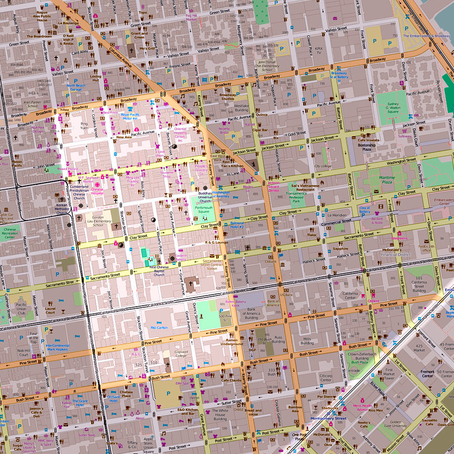Map of San Francisco Chinatown