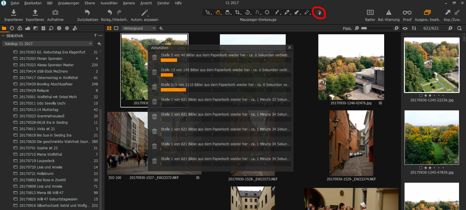 Capture One Aktivitäten Übersicht 003