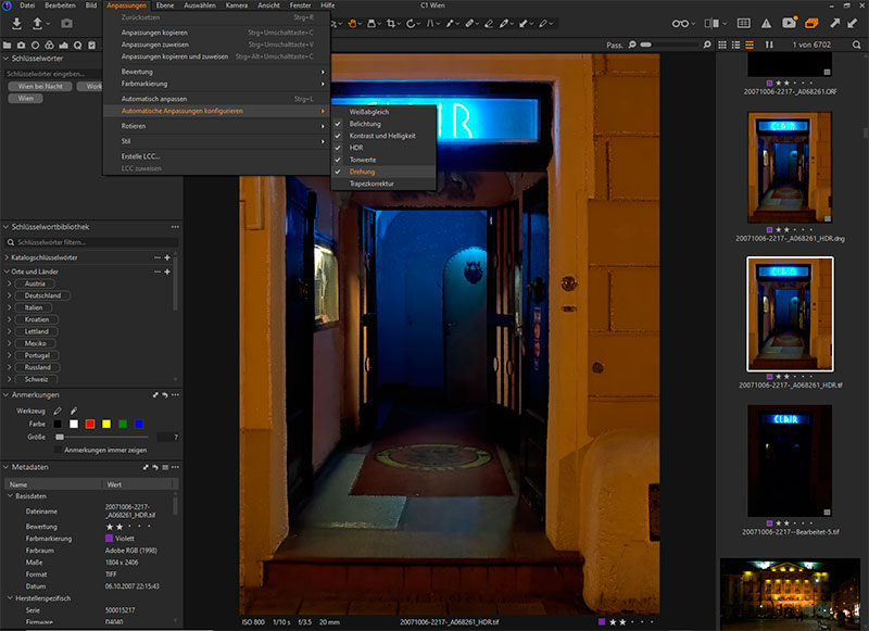 Capture One Pro automatische Rotation