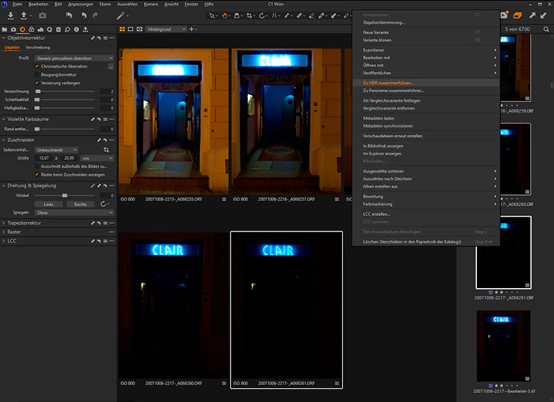 Capture One Pro HDR-Zusammenführung
