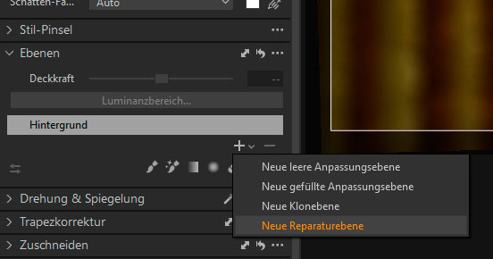 Werkzeug-Optionen mittels Rechtsklick erreichbar