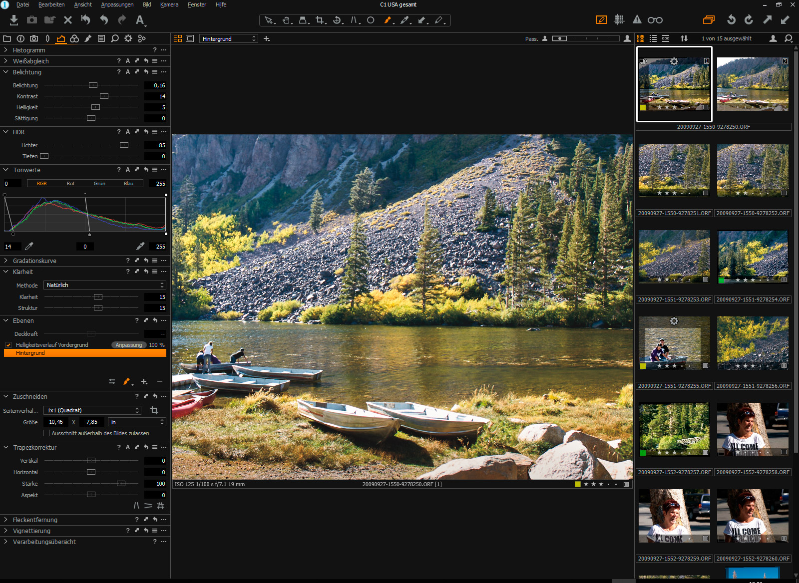 Capture One - Verlaufsmaske für den Vordergrund angepasst