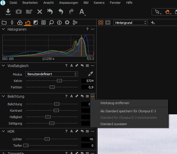 Capture One Anpassungen als Standard speichern