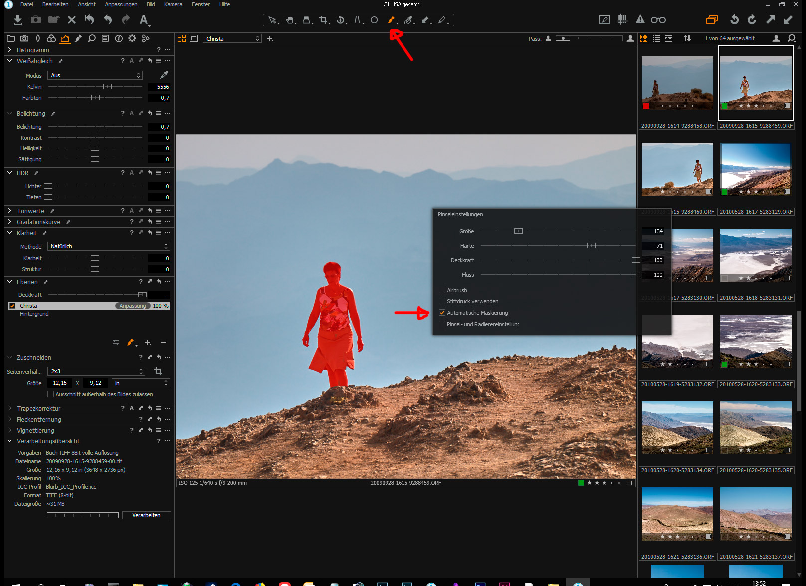 Capture One Anpassungsebene Maske erstellen mit automatischer Kantenerkennung