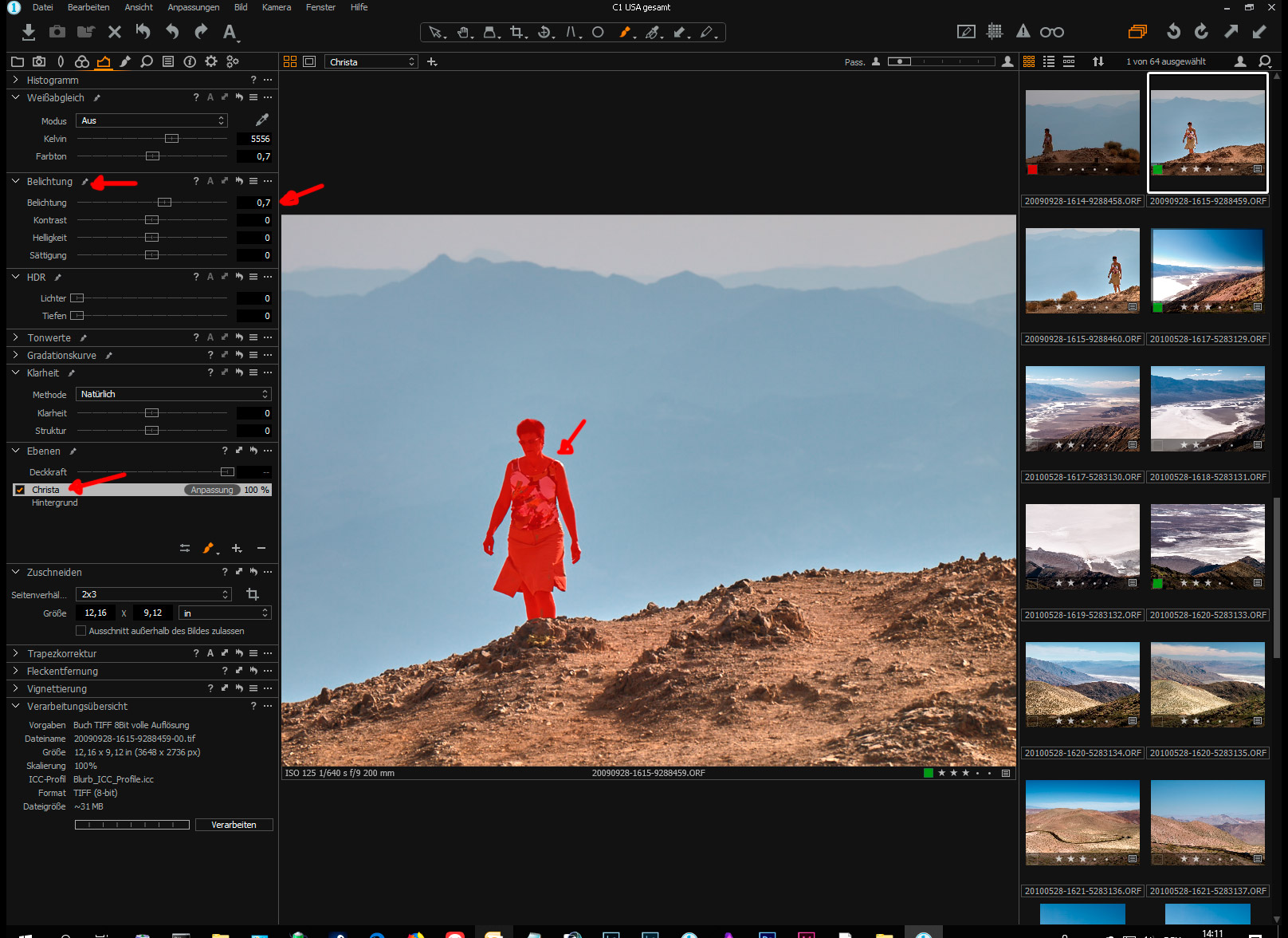 Capture One Anpassungsebene für Maske Belichtungsanheben
