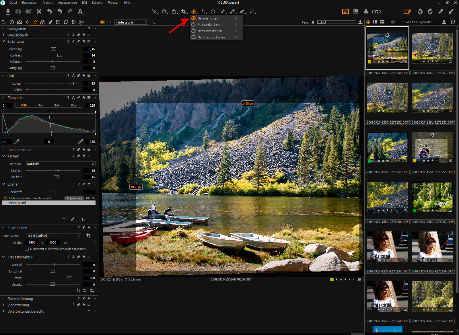 Capture One Drehen