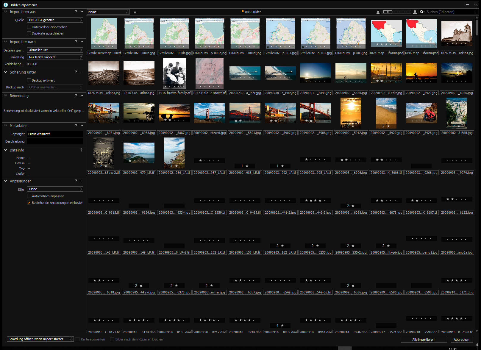 Capture One Importdialog