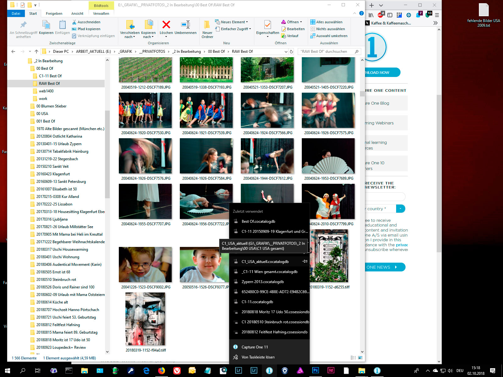 Der Capture One Start von der Taskbar aus birgt keine Überraschungen.