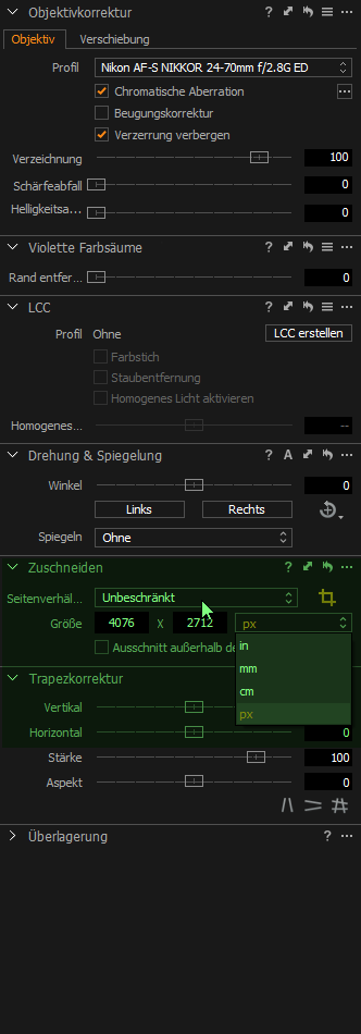 Capture One Zuschneiden